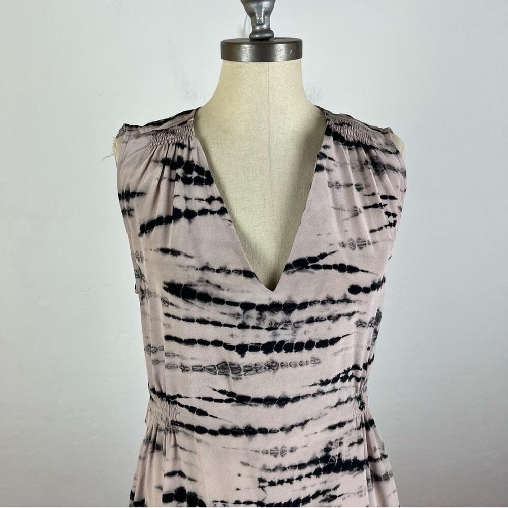 All Saints Pink Black Sheath V-Neck Mini Dress - Picture 4 of 8
